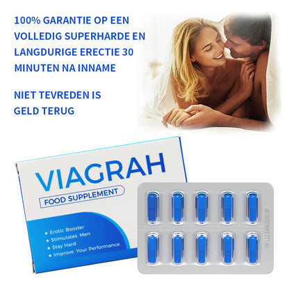 Viagrah - Erectiepillen 10 caps 500mg - Natuurlijk - Extra Sterk Voor Mannen