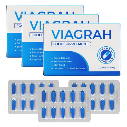Viagrah - Erectiepillen 3x10 caps 500mg - Natuurlijk - Extra Sterk Voor Mannen