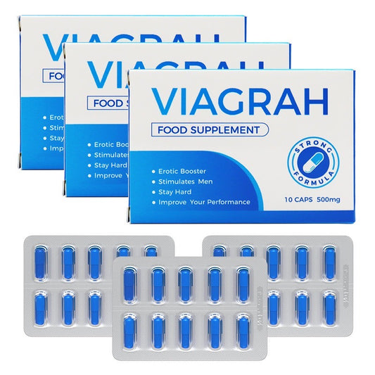 Viagrah - Erectiepillen 3x10 caps 500mg - Natuurlijk - Extra Sterk Voor Mannen